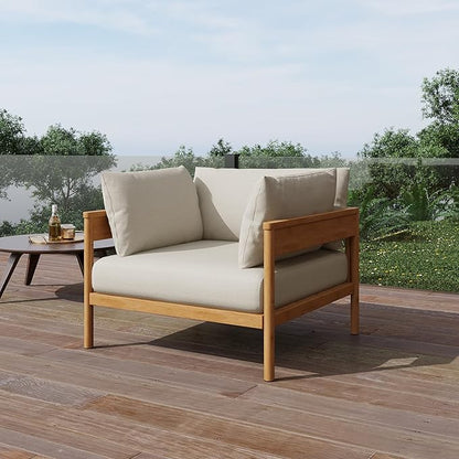 Acanva Vento Patio Outdoor Lounge Chair | All-Weather Aluminium Frame, Water-Resistant Olefin Cushions, Patio Conversation Sets for Backyard, Garden, Porch