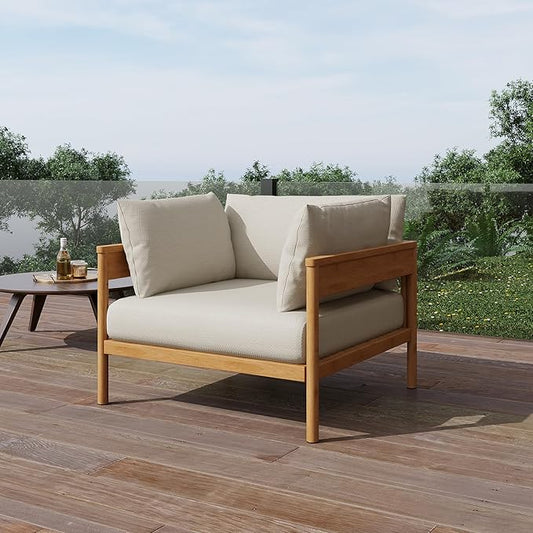 Acanva Vento Patio Outdoor Lounge Chair | All-Weather Aluminium Frame, Water-Resistant Olefin Cushions, Patio Conversation Sets for Backyard, Garden, Porch