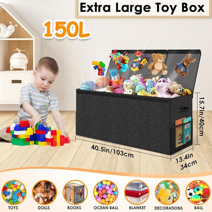 Extra Large Toy Box Chest with Lid, Kids Toy Storage Organizer for Boys Girls, Big Toy Bin Basket Extra Large Toy Storage Box for Living Room Playroom Nursery (40" x14" x16")