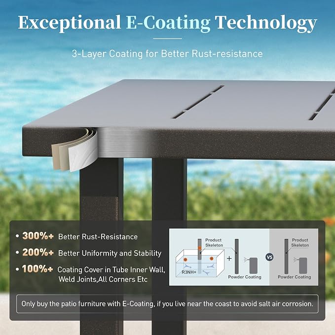 Patio Dining Set 5 Piece, 4 x Woven Rattan Chairs with Waterproof Cushion, 34.2" Square Metal Dining Table with Umbrella Hole, Outdoor Table and Chairs Set for Backyard Lawn and Deck, Beige