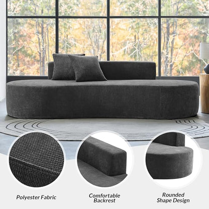94.5" Modern Curved Sofa, 3-Seater Comfy Foam Couch with 2 Pillows, Frameless & No Assembly Required, Cloud Couch for Living Room, Charcoal
