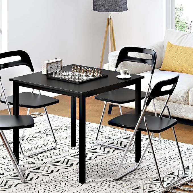 Need Small Square Dining Table- 31-1/2'' Sturdy and Heavy Duty Writing Desk for Small Spaces and Writing Table Desk Breakroom Table, Black Color