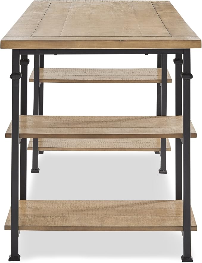 HOMELEGANCE Factory Metal Frame Writing Desk, Rustic Brown