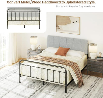 Queen Size Headboard Only-No Assembly, Upholstered Headboard Queen Size Linen Fabric Modern Style Headboards Extra-Thick, Light Gray