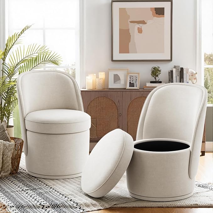 MALOL 360° Swivel Accent Chair- Comfy Living Room Armchair No-Sag Foam & Sturdy Metal Base, Fully Assembled Swivel Accent Single Sofa for Bedroom, Office, Beige