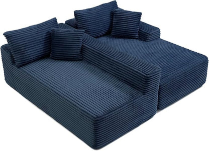 105-Inch L-Shaped Right Facing Corner Compressed Sofa Modular Sectional Boneless Cloud Sofa Floor Foam Couch with Chaise Lounge, Corduroy Corner Boneless Cloud Couch