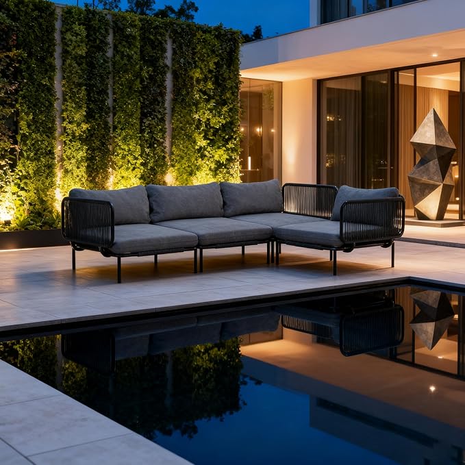 Crestlive Products Oversized Outdoor Couch, 2-Seater Modular Sectional Sofa with Cushions, Modern Patio Conversation Set for Backyard, Deck, Porch or Poolside