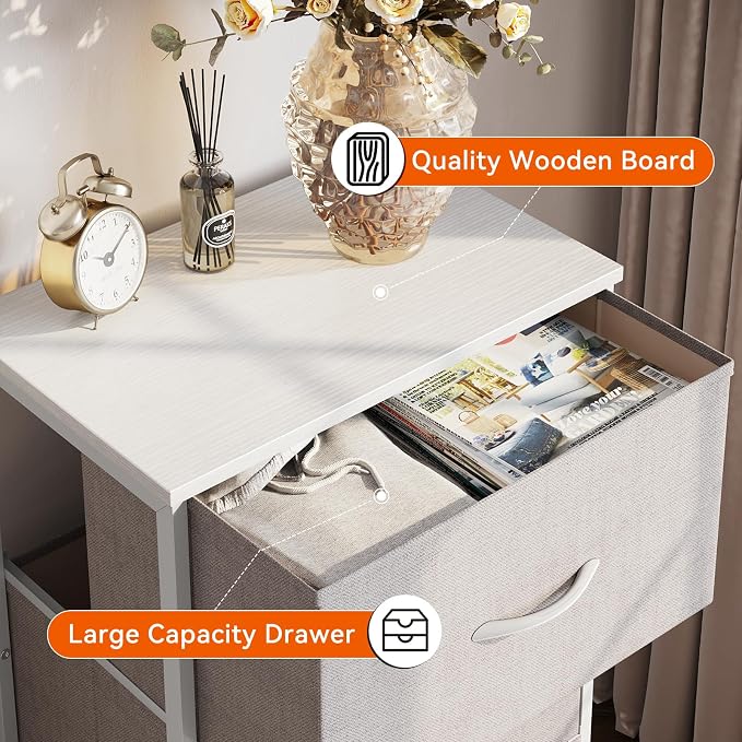 AODK Dresser for Bedroom Nightstand Small Chest of Drawers End Table for Living Room, Closet with 3 Storage Drawers Organizer Clothes, Light Grey
