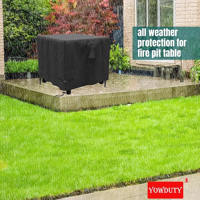 Propane Fire Pit Cover Square 32 Inch, Waterproof Heavy Duty 600D Gas Fire Pit Table Cover 32 x 32 x 25 Inch, Fit 28/29/30/31/32 Inch Firepit Table, All-weather Protection For Patio