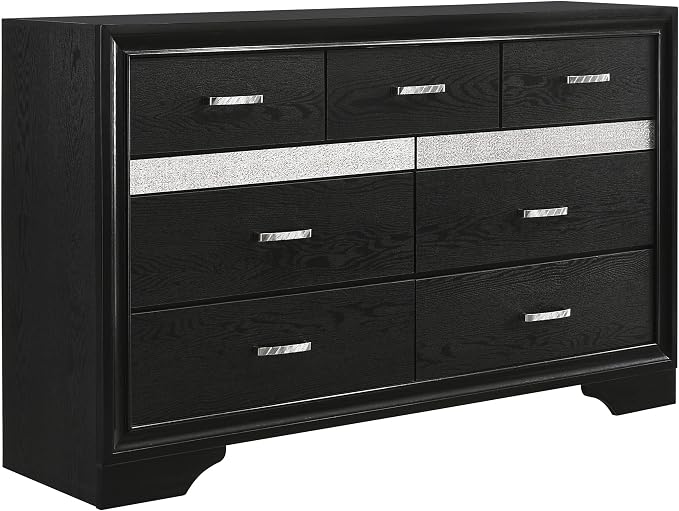Coaster Home Furnishings Miranda Contemporary 5-Piece Bedroom Set Fabric Upholstered Eastern King Size Panel Bed Frame 54-inch Headboard Black 206360KE-S5