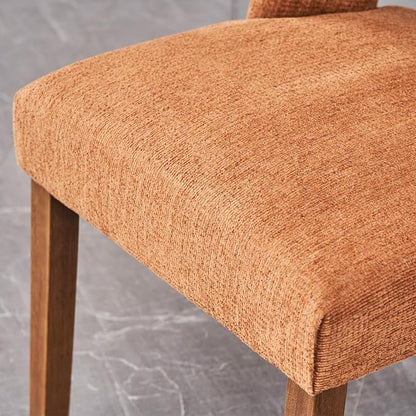 VKNOW Wooden Dining Chairs Set of 6, Modern Fabric Upholstered Dining Room Chair Kitchen Chairs, Farmhouse Dinner Chair for Kitchen Dining Room, Orange
