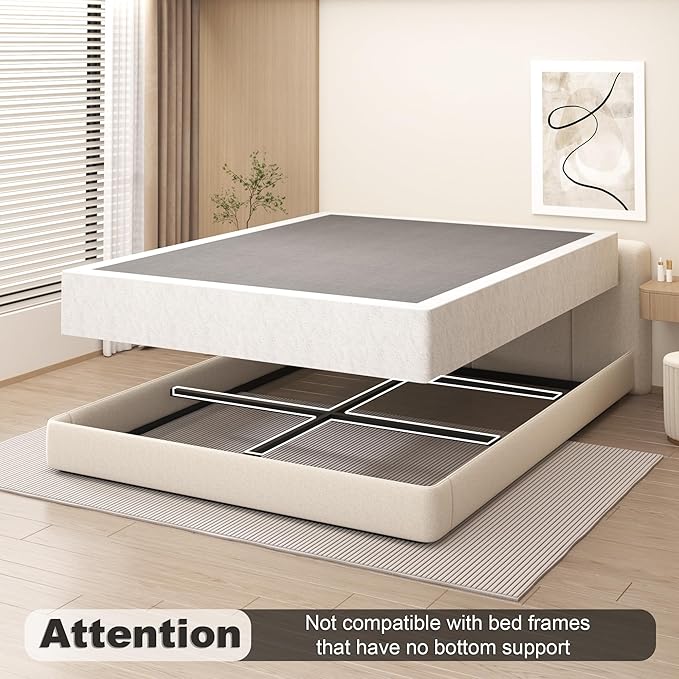 NHODIR 9 Inch Box Spring King Size Bed Base, Heavy Duty 3000LBS Metal Bed Foundation, Noise-Free & Tool-Free Easy Assembly,Mattress Support Base for King Bed