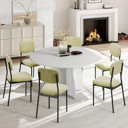 Einhomn Upholstered Dining Chairs Set, Modern Stackable Dining Room Chairs with Soft Velvet Backrest, Kitchen Chairs with Sturdy Metal Legs for Living Room, Restaurant, Set of 6,Light Green