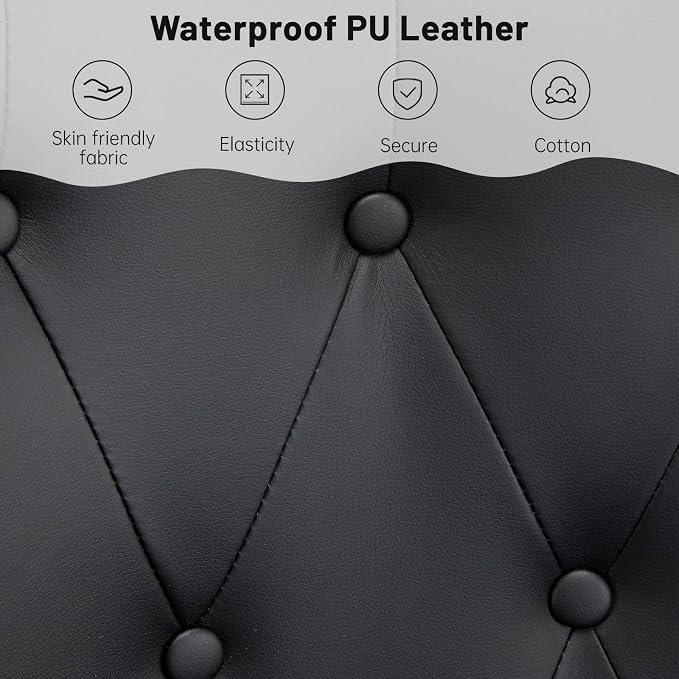 Furniliving PU Leather Accent Chair for Living Room, Upholstered Reading Chair with High Backrest, Tufted-Button Wingback Armchair for Bedroom, Dressing Room, Home Office, Black