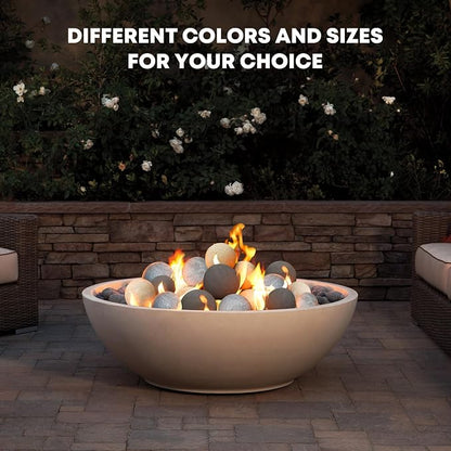 Stanbroil Ceramic Balls - 6" Round Fire Stones for Fire Pit Fire Bowl and Fireplace - Set of 4, Beige