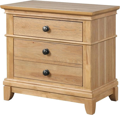 Furniture of America Yardley Farmhouse Solid Wood 3-Piece Bedroom Collection with Panel Bed and Nightstands Set of 2, Box Spring Required for Bedroom, Guess Room, Full, Natural Oak