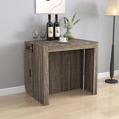 24"-118" Extendable Dining Table with Storage for 2-12 People, Modern Space-Saving Extra Long Wood Folding Table with USB & AC Outlets, Multifunctional Conference Meeting Table, Oak