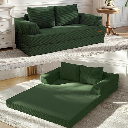 COMAX Futon Sofa Bed, Convertible Sofa Bed, Folding Boneless Couches | Boneless Couch for living room, 4‑in‑1 Fold Out Small Foldable Loveseat Floor Sleeper Mattress Lounge Space‑Saving