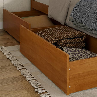 AFI, Madison Twin XL Platform Bed with Matching Footboard & Storage Drawers, Light Toffee