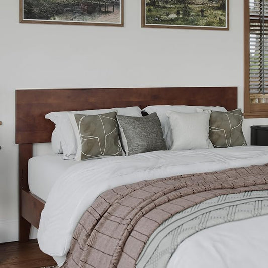 AFI, Orlando Full Adjustable Modern Solid Wood Panel Headboard, Walnut