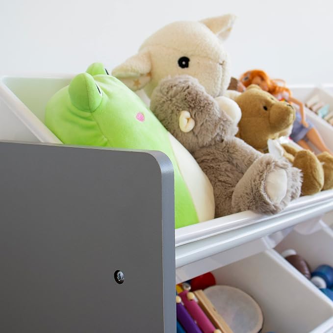 Humble Crew Made for Me Kids Toy Storage Organizer with 12 Storage Bins, Grey/White