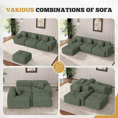 85" Cloud Loveseat Sofa in a Box, Modern Small Couch No Assembly Required, Comfy Deep Seat Boneless Couches for Living Room, Bedroom, Apartment, Green 1 PCS
