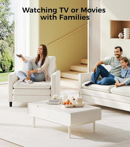 Welzona 3-Layers Cloud Accent Chair, 33" Reading Chair for Bedroom, Living Room - Tool-Free Assembly with Teddy Fabric Couch Chair - Beige - Arm Chairs - Removable Washable Covers - 450lb Capacity