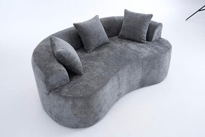 79" Curved Loveseat Sofa in a Box for Living Room, Modern Boneless Loveseat Couch Chenille Deep Seat Cloud Floor Couch with 3 Throw Pillows for Small Spaces, No Assembly Needed | Breathable material
