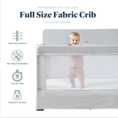 Baby Delight Lunaire Full Size Crib | Breathable Mesh Baby Crib | Tool-Free Assembly Baby Bed | Pebble Grey