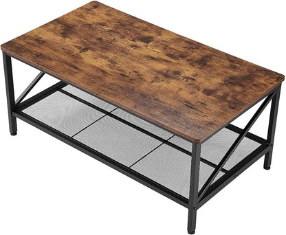 VEVOR 3 Pieces Living Room Table Sets, 41.3 in Industrial Coffee Table with 2 Square End Side Tables, Easy Assembly Coffee and End Tables Sets with Metal Legs, for Office, Living Room & Apartment