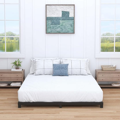 Nailsong 3 Inch Bed Frame Queen Size Low Profile, Queen Bed Frame No Box Spring Needed, Heavy Duty Metal, Easy Assembly, Black