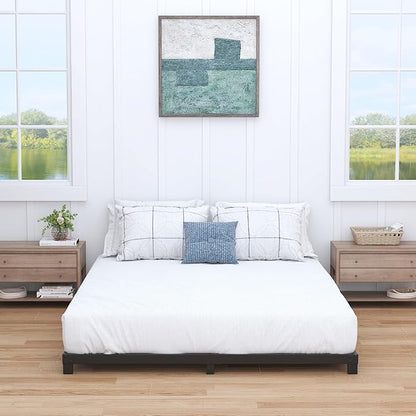 Nailsong 3 Inch Bed Frame King Size Low Profile, King Bed Frame No Box Spring Needed, Heavy Duty Metal, Easy Assembly, Black