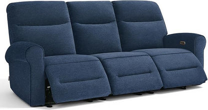 MCombo 87.8" Wall Hugger Power Reclining Sofa, 3-Seat Triple Recliner Couch with USB Ports, Rolled Arm Space Saving Recliner Sofa for Living Rooms Apartments RV, Fabric PR635M5 (Navy Blue)