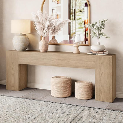 Epecoya 86-Inch Console Table for Living Room, Farmhouse Extra Long Entryway Table, Wood Sofa Table Behind Couch for Hallway, Entry Way, Entrance, Light Oak Brown