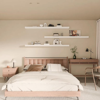 Floating Shelves for Wall, 60 Inch Extra Long White Wall Shelves, Set of 3, Hanging Invisible Brackets Floating Shelves for Living Room,Bedroom,and Kitchen