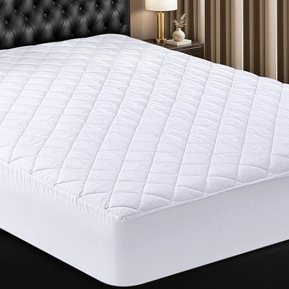 Quilted Fitted Mattress Pad, Full Mattress Protector Topper with Deep Pocket Stretches up to 16 Inches, Machine Washable Mattress Cover by Utopia Bedding (White, Pack of 10)