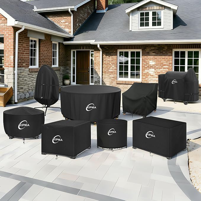 Kipiea Rectangular Fire Pit Cover 44x34 inch – Upgraded 600D Heavy Duty, 100% Waterproof, UV & Tear Resistant, Propane Fire Table Cover, Black