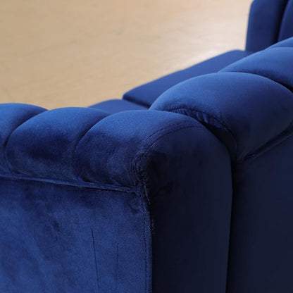 Sectional Sofa Set, Microfiber Chesterfield Upholstered Sofas Loveseat Couch Chair Sets with Style Button Tufted, Scroll Arms and Nailhead for Living Room, Office, Apartment, Blue,S