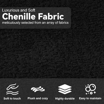 131" Curved Modular Sectional Sofa for Living Room, Modern Chenille Oversized Cloud Couch Sofa, Luxury Plush Extra Deep 4-Seater Boucle Couch for Apartment‌‌, No Assembly Required, Black