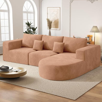Boneless Couches for Living Room,Cloud Sectional Couch with L-Shape Chaise,Modern Modular Sofa with Deep Seat Upholstered Comfy Couches for Bedroom,No Assembly Required,1PCS