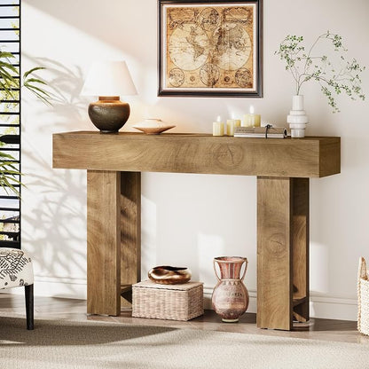 Cealform Console Tables for Entryway, 47.2 Inches Long Sofa Table Behind Couch, Farmhouse Wooden Style Entry Way Table for Living Room, Hallway, Entrance, Foyer (Light Brown)
