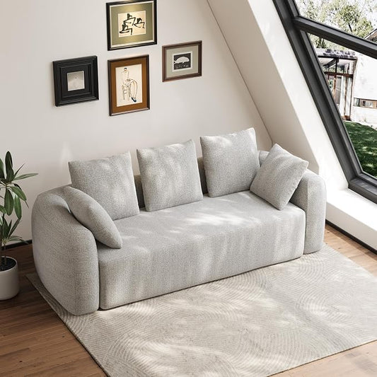 Curved Modern Couch Sofa,Boneless Couch， Modern 3 Seater Cloud Couch,Deep Seat