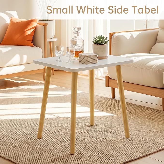 FORAOFUR Small Side Table, Modern Wood Mini Coffee Table, Easy Assembly Compact End Table for Living Room Bedroom Sofa, Minimalist White Accent Furniture for Small Spaces