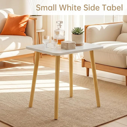 FORAOFUR Small Side Table, Modern Wood Mini Coffee Table, Easy Assembly Compact End Table for Living Room Bedroom Sofa, Minimalist White Accent Furniture for Small Spaces