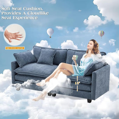 77.6" Modular Sectional Sofa,Loveseat Couch for Living Room, Modern Deep Seat Sofa 2 Seater Chenille Fabric Comfy Cloud Couches with Throw Pillows Apartment