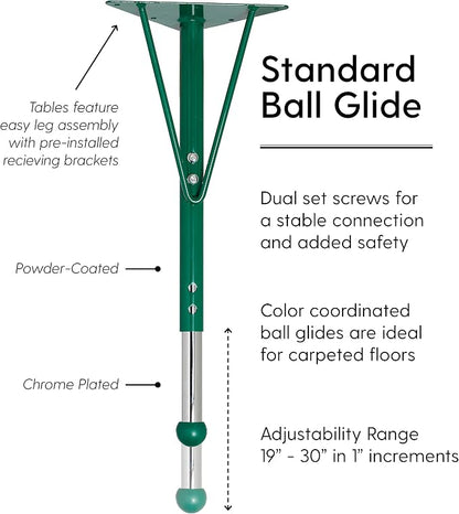 FDP Half Moon Activity School and Office Table (36 x 72 inch), Standard Legs with Ball Glides for Collaborative Seating Environments, Adjustable Height 19-30 inches - Maple Top and Green Edge