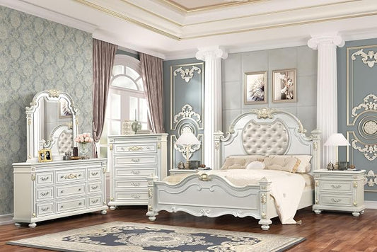 First of a Kind Cosmos Furniture Destiny White King 4 Piece Bedroom Set