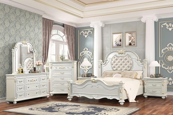 First of a Kind Cosmos Furniture Destiny White Queen 4 Piece Bedroom Set