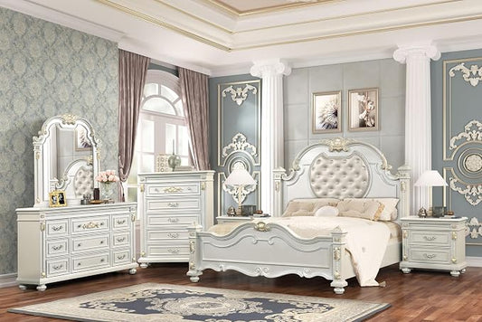 First of a Kind Cosmos Furniture Destiny White Queen 4 Piece Bedroom Set