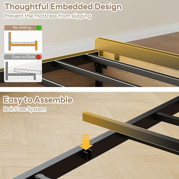 LIKIMIO Twin XL Bed Frame with 2 Storage Drawers, Charging Station & LED Lights, Twin XL Bed with Boucle Upholstered Headboard, Strong Metal Slats, No Box Spring Needed, Easy Assembly, Wood/Cream